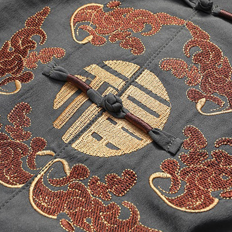 Nimara Ritual Chinese New Year Embroidered Fu Tang Suit Hanfu Long Sleeve Top Pants Clothing Men's Set