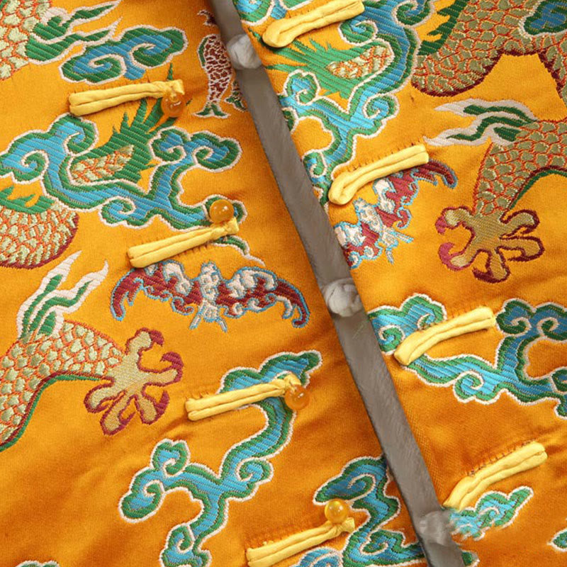 Nimara Ritual Chinese New Year Dragon Embroidery Auspicious Clouds Frog-button Tang Suit Men's Jacket Shirt