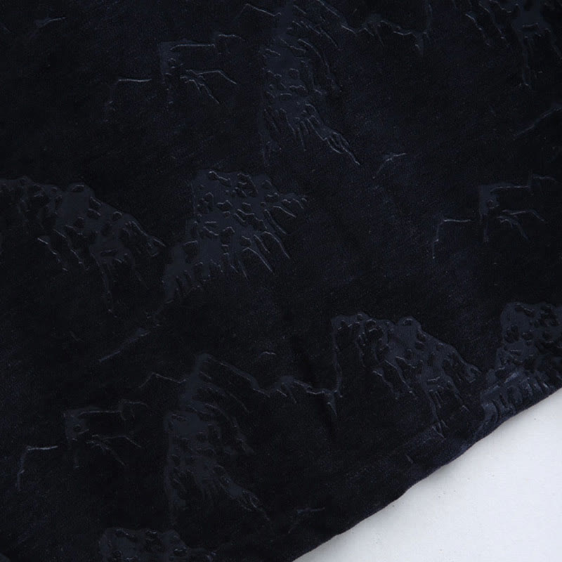 Nimara Ritual Chinese New Year Landscape Print Handmade Frog-button Tang Suit Men's Jacket Shirt With Pockets
