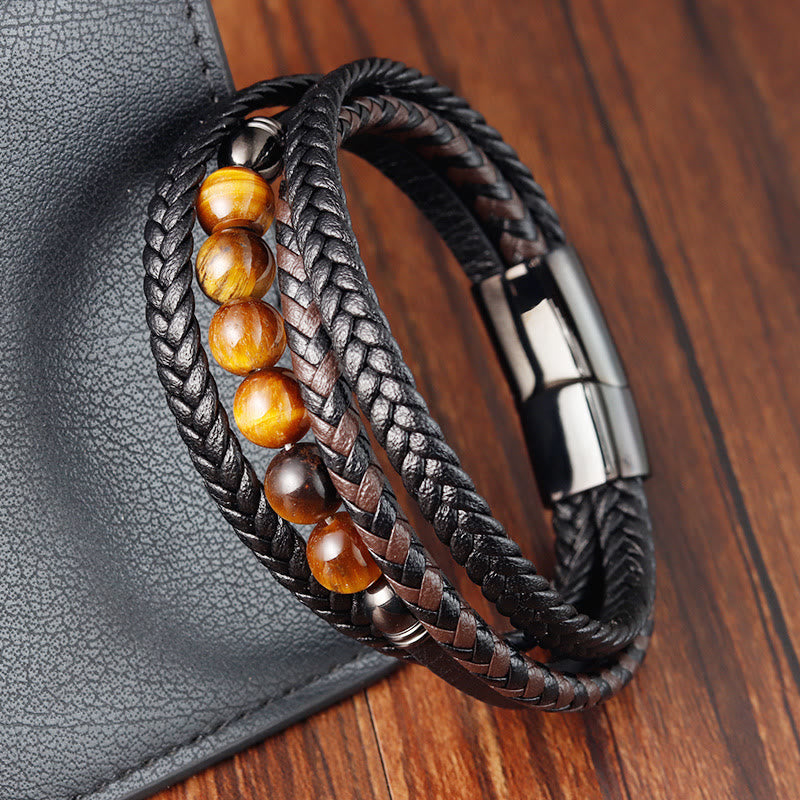 Nimara Ritual Tiger Eye Stone Protection Leather Bracelet