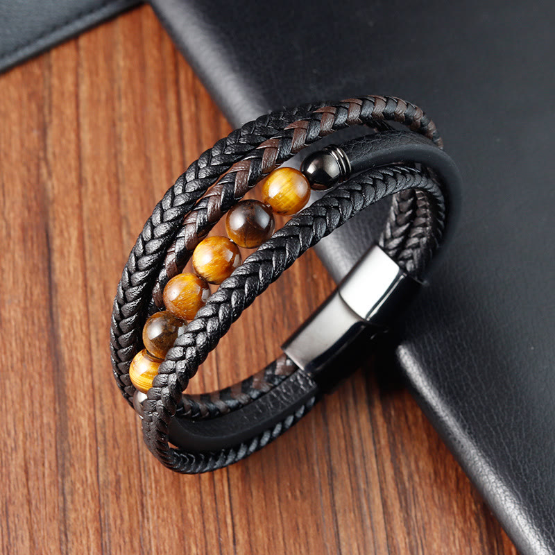 Nimara Ritual Tiger Eye Stone Protection Leather Bracelet