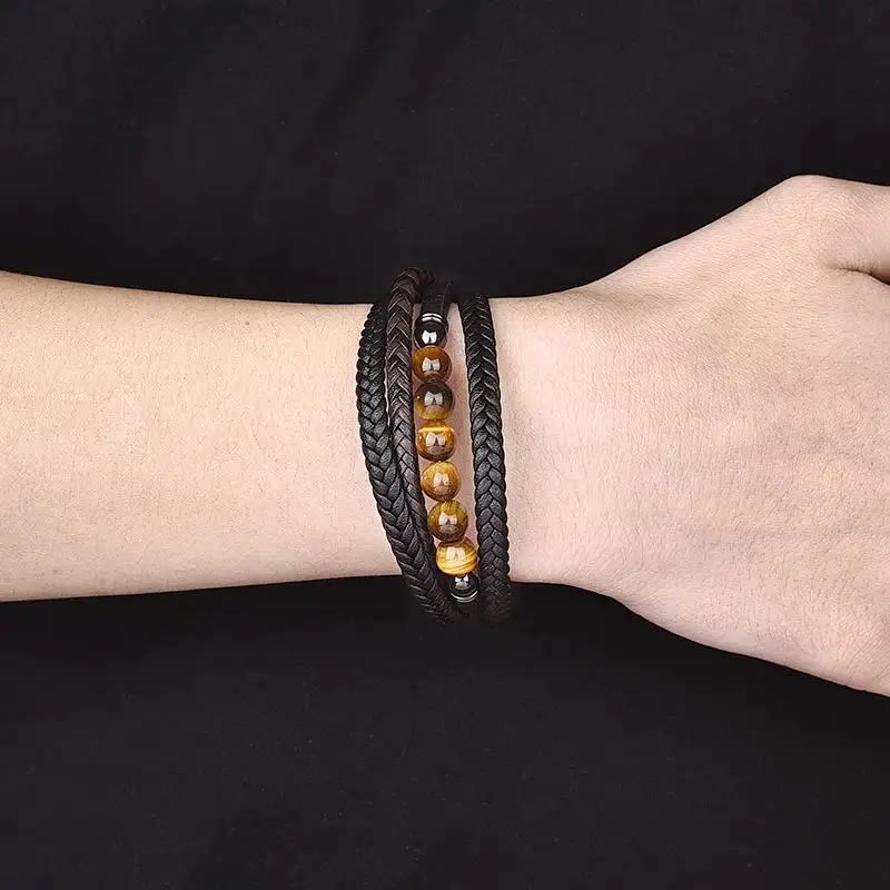 Nimara Ritual Tiger Eye Stone Protection Leather Bracelet