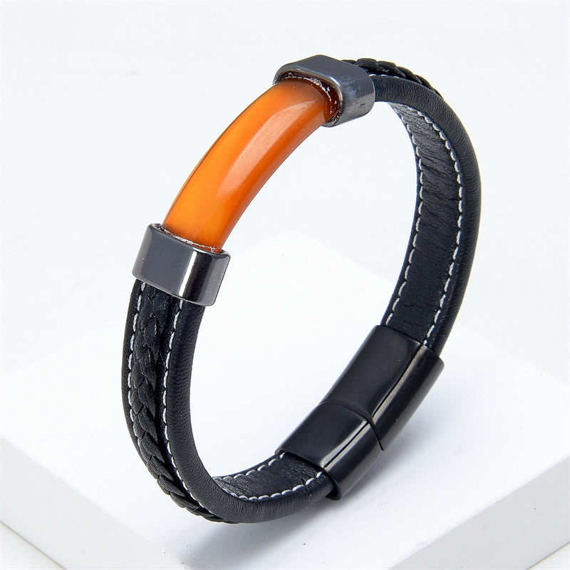 Nimara Ritual Lazurite Lapis Lazuli Tiger Eye Rhodonite Hematite Black Onyx Stone Balance Leather Bracelet
