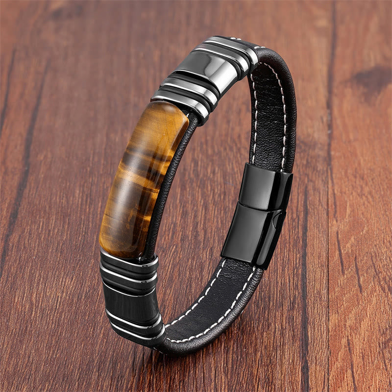 Nimara Ritual Tiger Eye Stone Clear Thinking Leather Buckle Bracelet