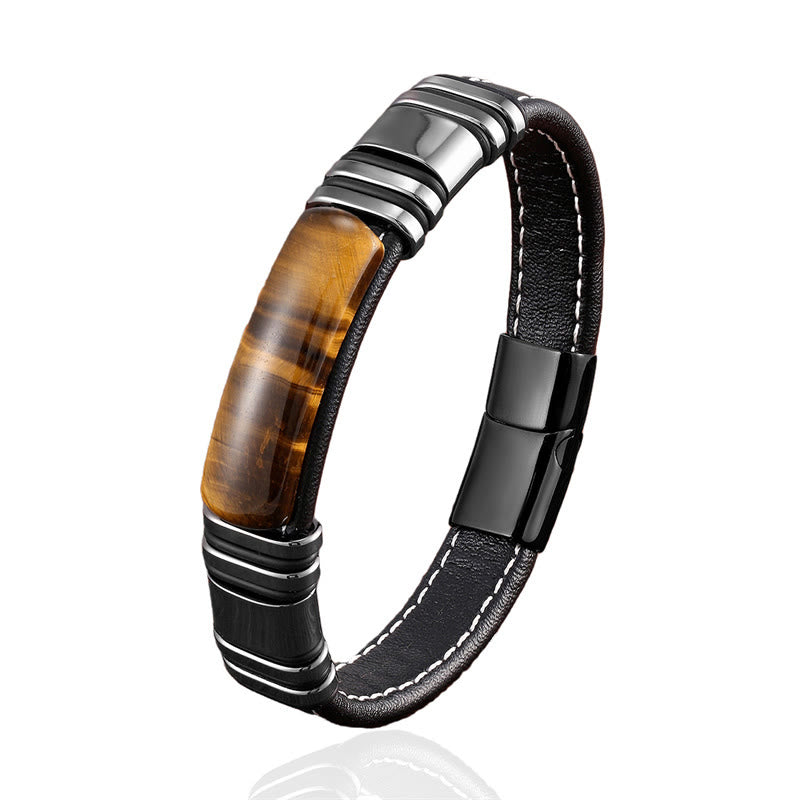 Nimara Ritual Tiger Eye Stone Clear Thinking Leather Buckle Bracelet