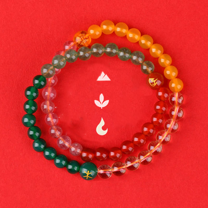Nimara Ritual Five Elements Various Crystal Agate Strawberry Quartz Wisdom Bracelet