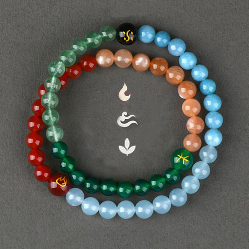 Nimara Ritual Five Elements Various Crystal Agate Strawberry Quartz Wisdom Bracelet