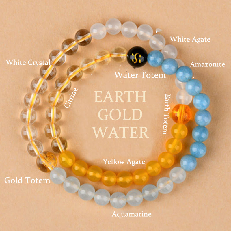 Nimara Ritual Five Elements Various Crystal Agate Strawberry Quartz Wisdom Bracelet