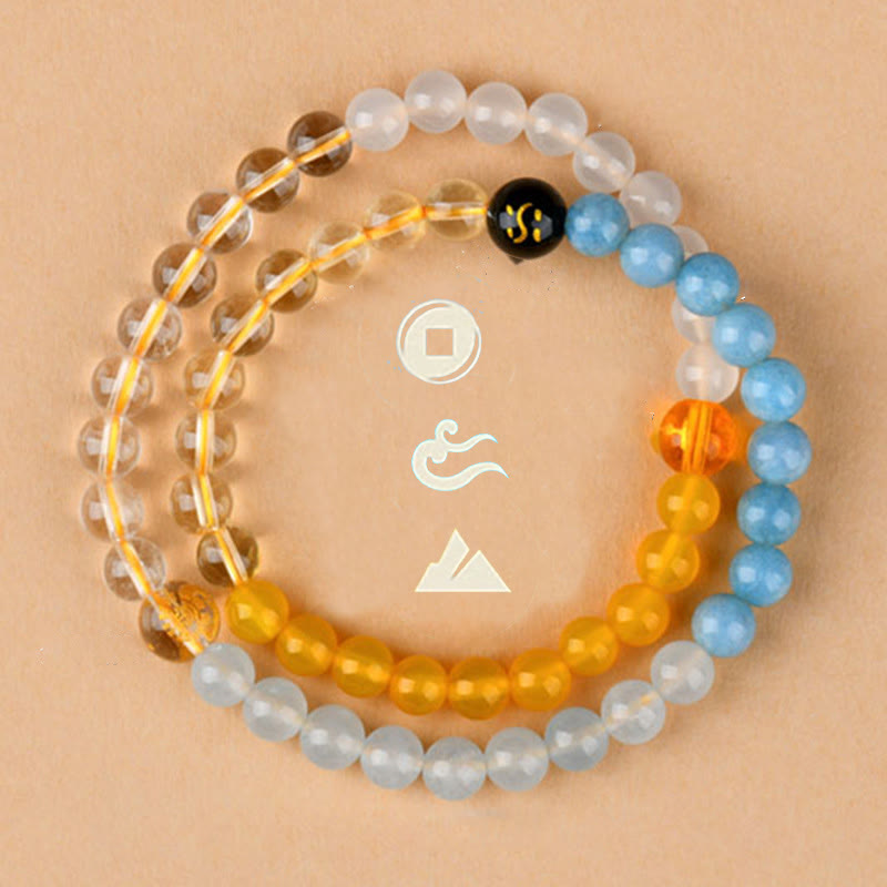 Nimara Ritual Five Elements Various Crystal Agate Strawberry Quartz Wisdom Bracelet