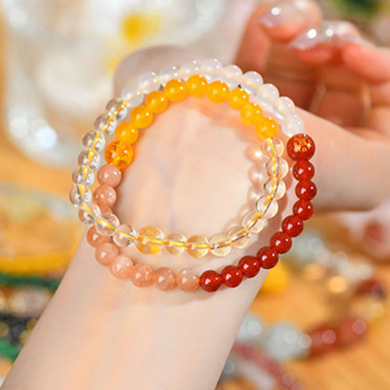Nimara Ritual Five Elements Various Crystal Agate Strawberry Quartz Wisdom Bracelet