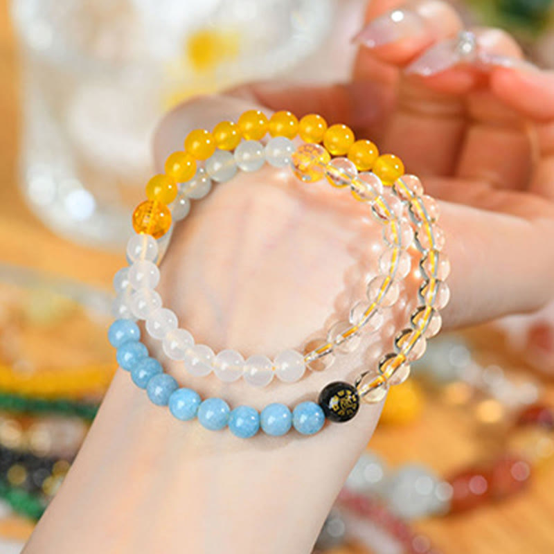 Nimara Ritual Five Elements Various Crystal Agate Strawberry Quartz Wisdom Bracelet
