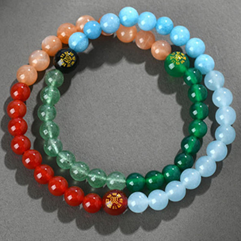 Nimara Ritual Five Elements Various Crystal Agate Strawberry Quartz Wisdom Bracelet