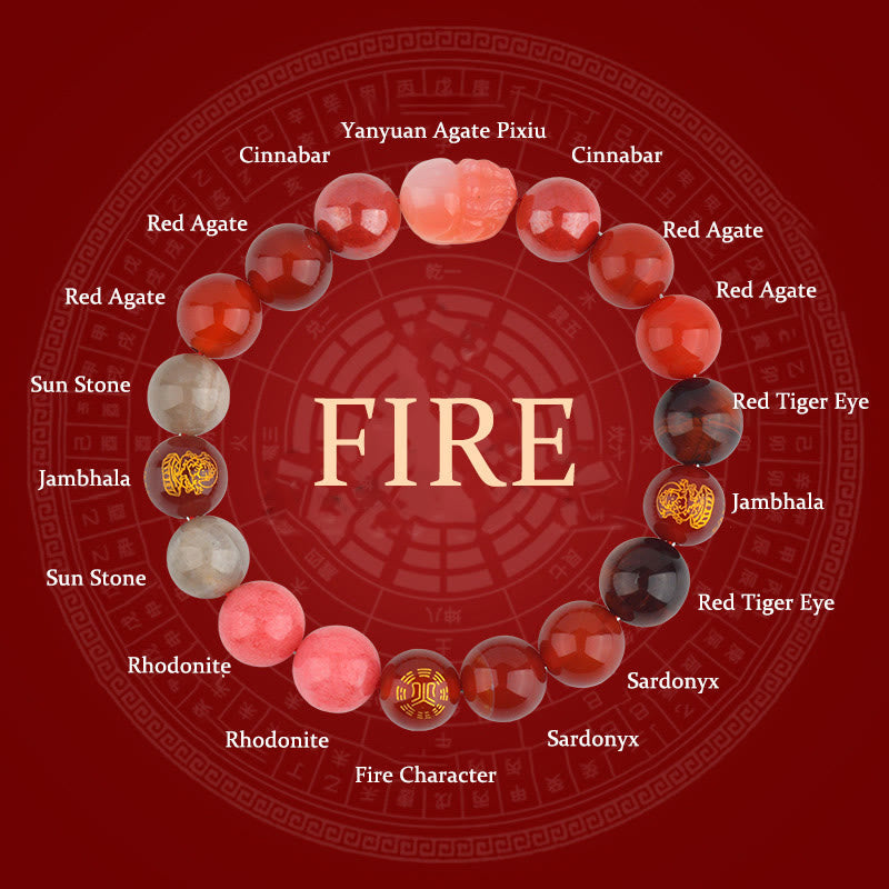 Nimara Ritual Five Elements Various Crystal Agate Pixiu Wealth Bracelet
