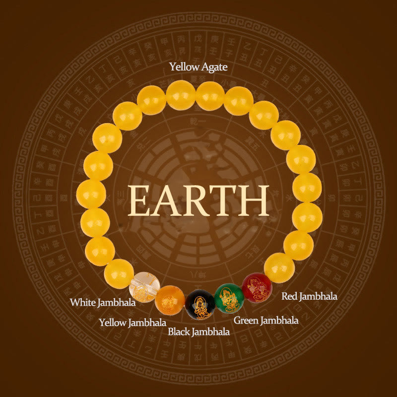 Nimara Ritual Five Elements Various Agate Jambhala Luck Bracelet