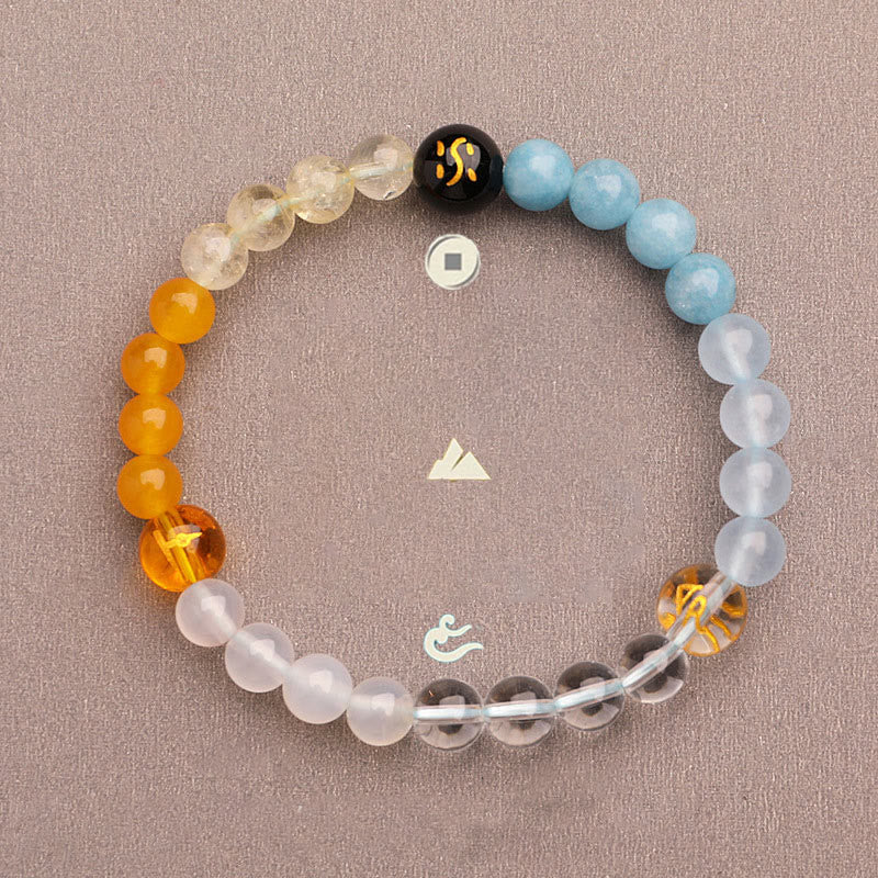 Nimara Ritual Five Elements Various Agate Crystal Sun Stone Wisdom Bracelet