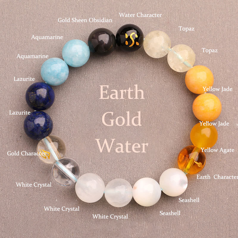 Nimara Ritual Five Elements Various Agate Crystal Sun Stone Wisdom Bracelet