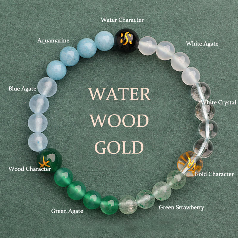 Nimara Ritual Five Elements Various Agate Crystal Sun Stone Wisdom Bracelet