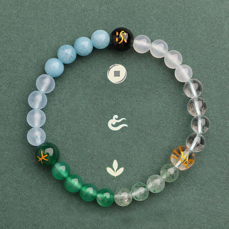 Nimara Ritual Five Elements Various Agate Crystal Sun Stone Wisdom Bracelet