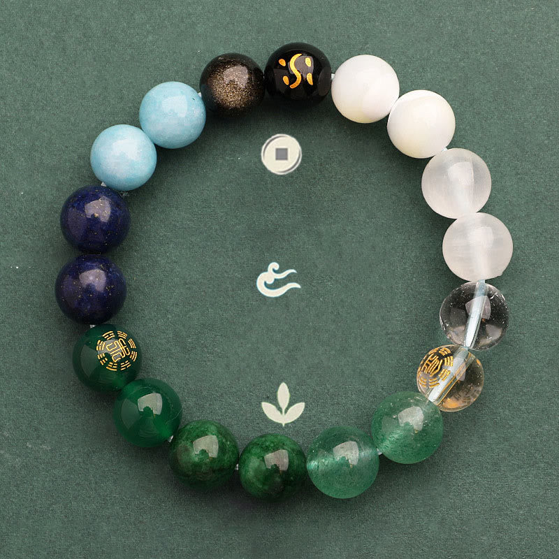 Nimara Ritual Five Elements Various Agate Crystal Sun Stone Wisdom Bracelet