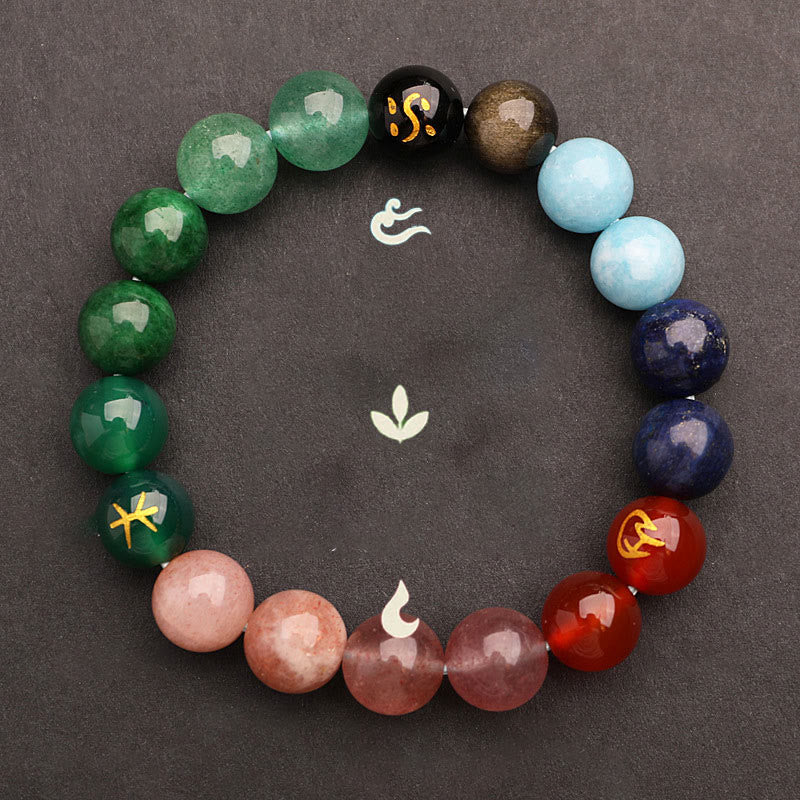 Nimara Ritual Five Elements Various Agate Crystal Sun Stone Wisdom Bracelet