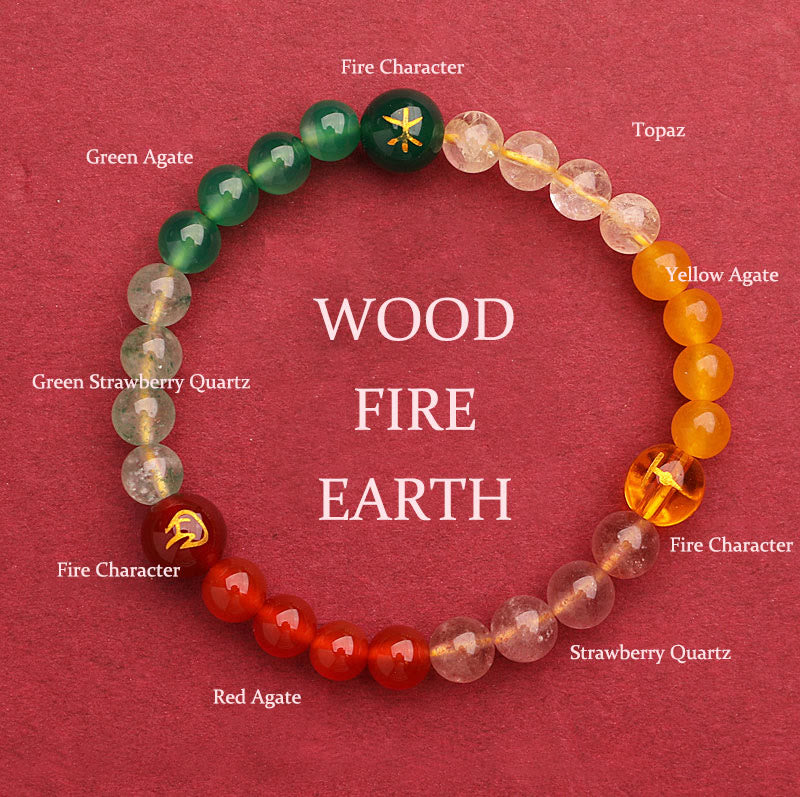 Nimara Ritual Five Elements Various Agate Crystal Sun Stone Wisdom Bracelet
