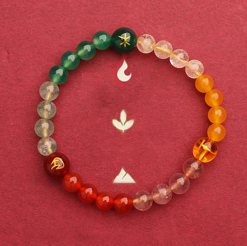 Nimara Ritual Five Elements Various Agate Crystal Sun Stone Wisdom Bracelet