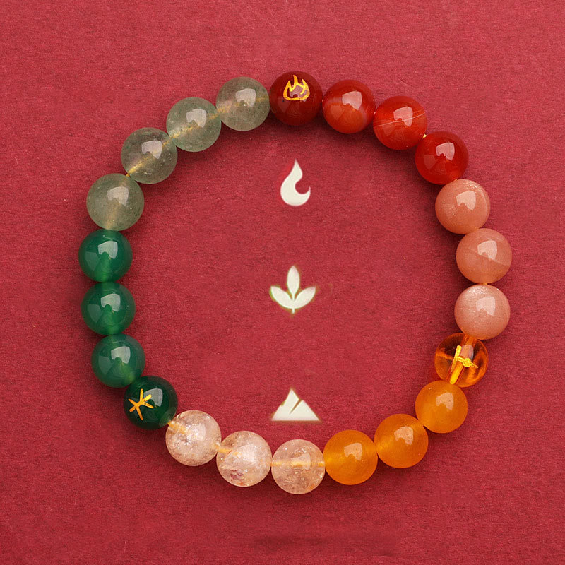 Nimara Ritual Five Elements Various Agate Crystal Sun Stone Wisdom Bracelet