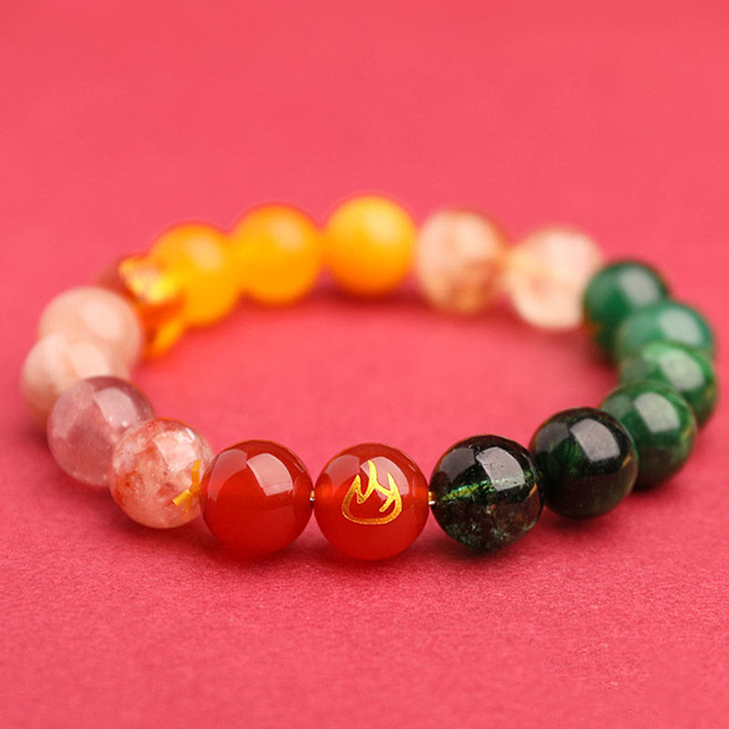 Nimara Ritual Five Elements Various Agate Crystal Sun Stone Wisdom Bracelet