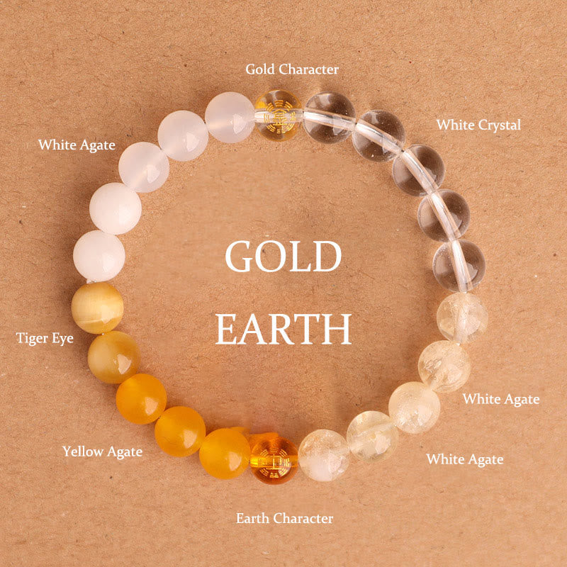 Nimara Ritual Five Elements Various Agate Crystal Black Onyx Green Chalcedony Aquamarine Wisdom Bracelet