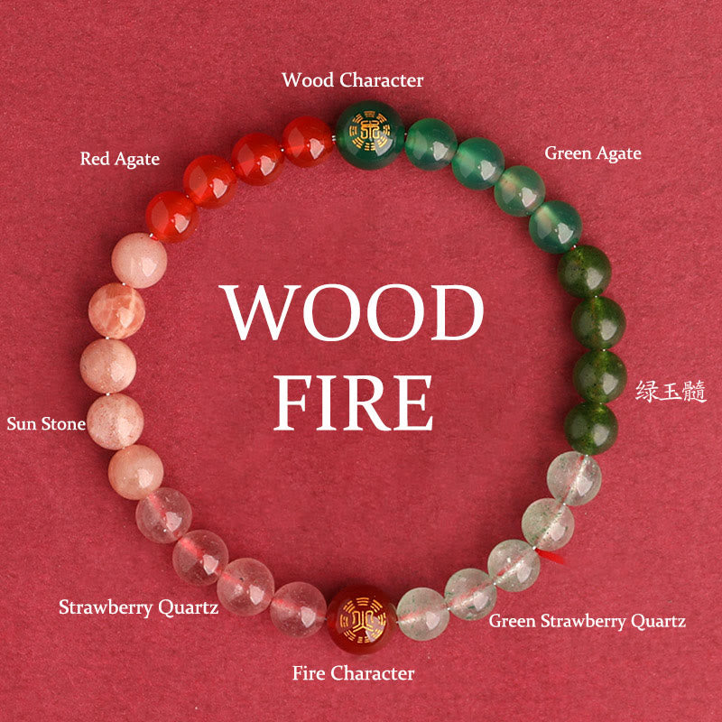 Nimara Ritual Five Elements Various Agate Crystal Black Onyx Green Chalcedony Aquamarine Wisdom Bracelet
