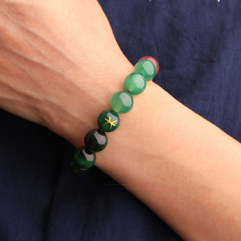 Nimara Ritual Five Elements Various Agate Crystal Black Onyx Green Chalcedony Aquamarine Wisdom Bracelet