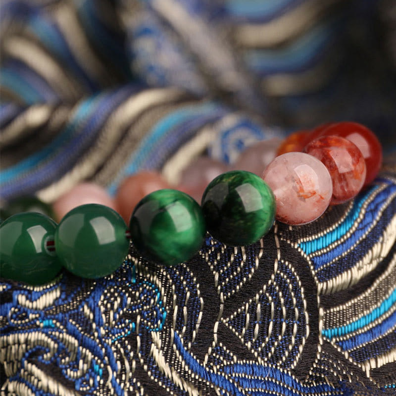 Nimara Ritual Five Elements Various Agate Crystal Black Onyx Green Chalcedony Aquamarine Wisdom Bracelet