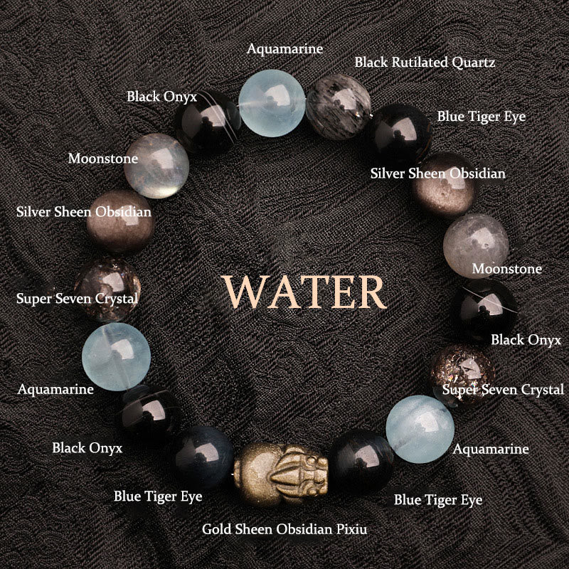 Nimara Ritual Five Elements Various Agate Crystal Green Strawberry Quartz Moss Agate Green Phantom Luck Bracelet