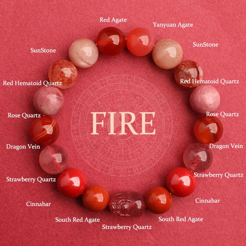 Nimara Ritual Five Elements Various Agate Crystal Green Strawberry Quartz Moss Agate Green Phantom Luck Bracelet