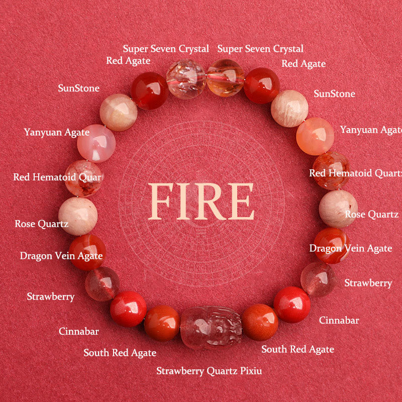 Nimara Ritual Five Elements Various Agate Crystal Green Strawberry Quartz Moss Agate Green Phantom Luck Bracelet