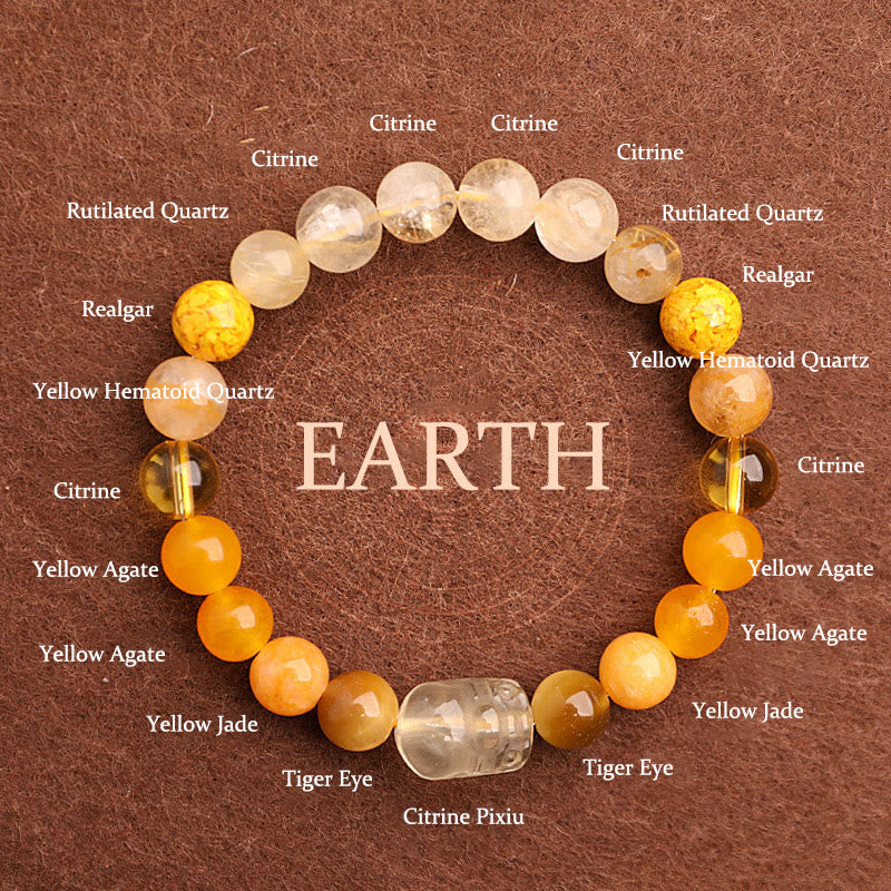 Nimara Ritual Five Elements Various Agate Crystal Green Strawberry Quartz Moss Agate Green Phantom Luck Bracelet