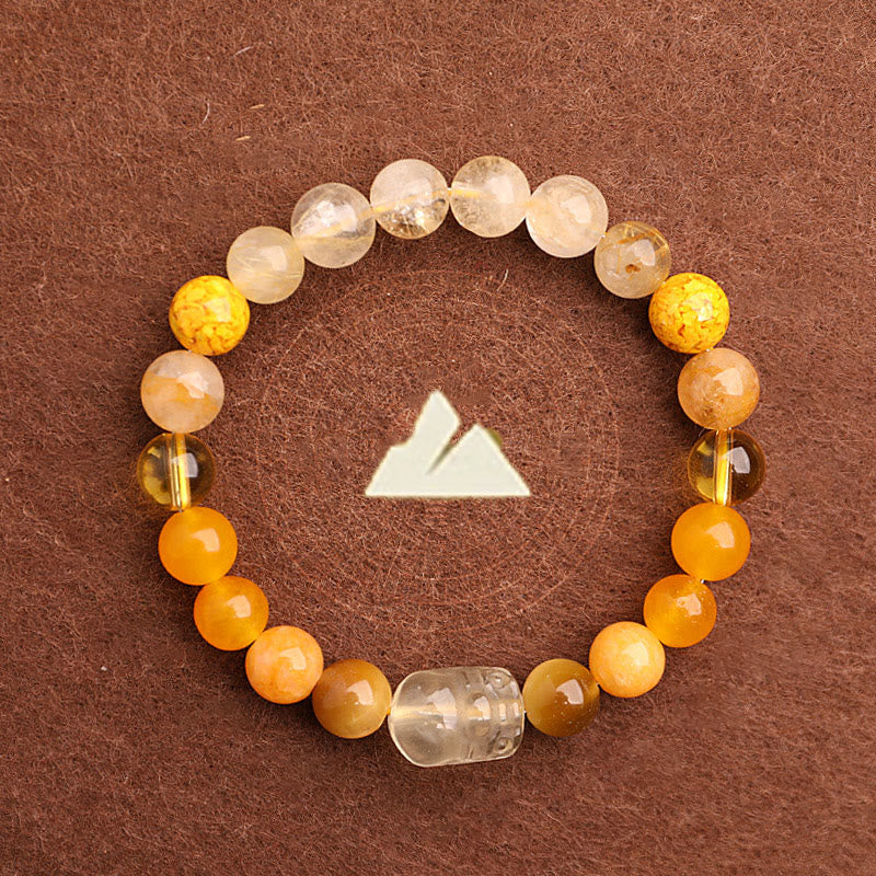 Nimara Ritual Five Elements Various Agate Crystal Green Strawberry Quartz Moss Agate Green Phantom Luck Bracelet