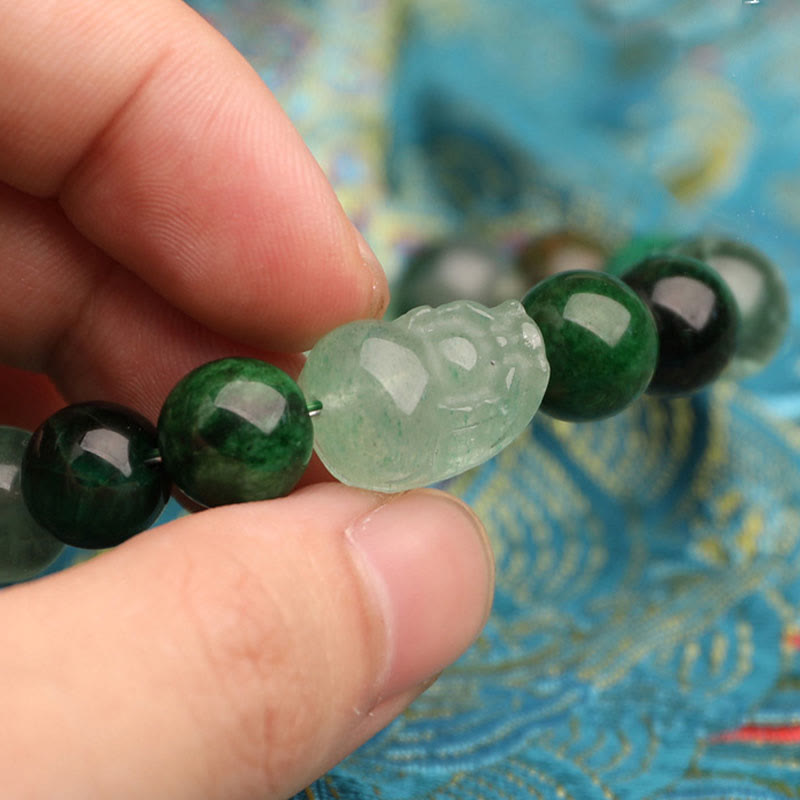 Nimara Ritual Five Elements Various Agate Crystal Green Strawberry Quartz Moss Agate Green Phantom Luck Bracelet