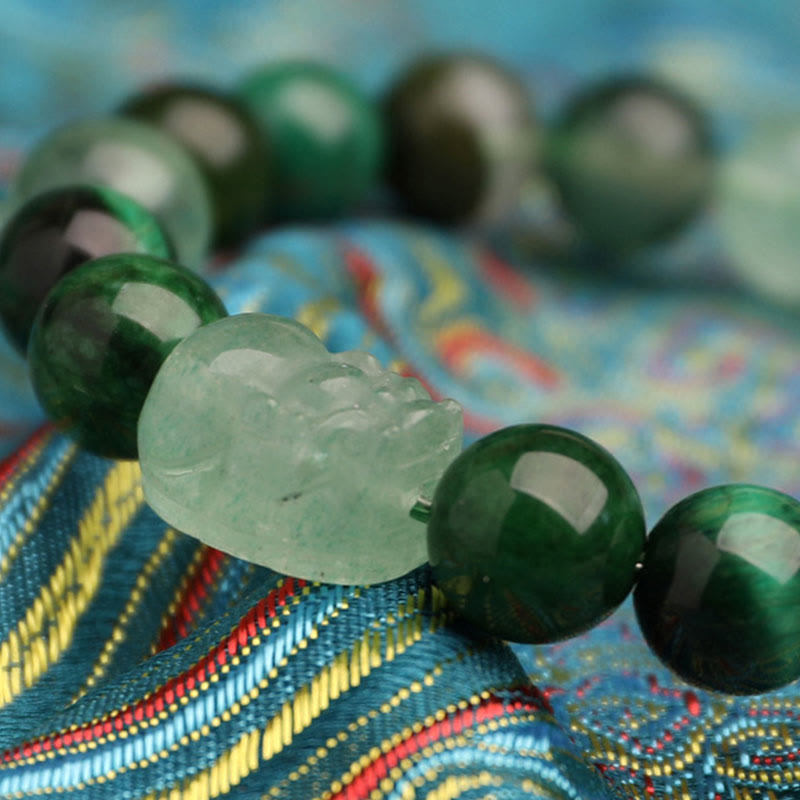 Nimara Ritual Five Elements Various Agate Crystal Green Strawberry Quartz Moss Agate Green Phantom Luck Bracelet