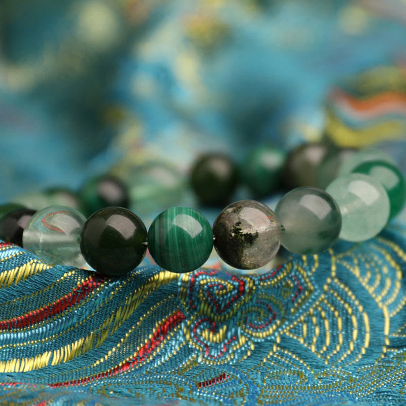 Nimara Ritual Five Elements Various Agate Crystal Green Strawberry Quartz Moss Agate Green Phantom Luck Bracelet