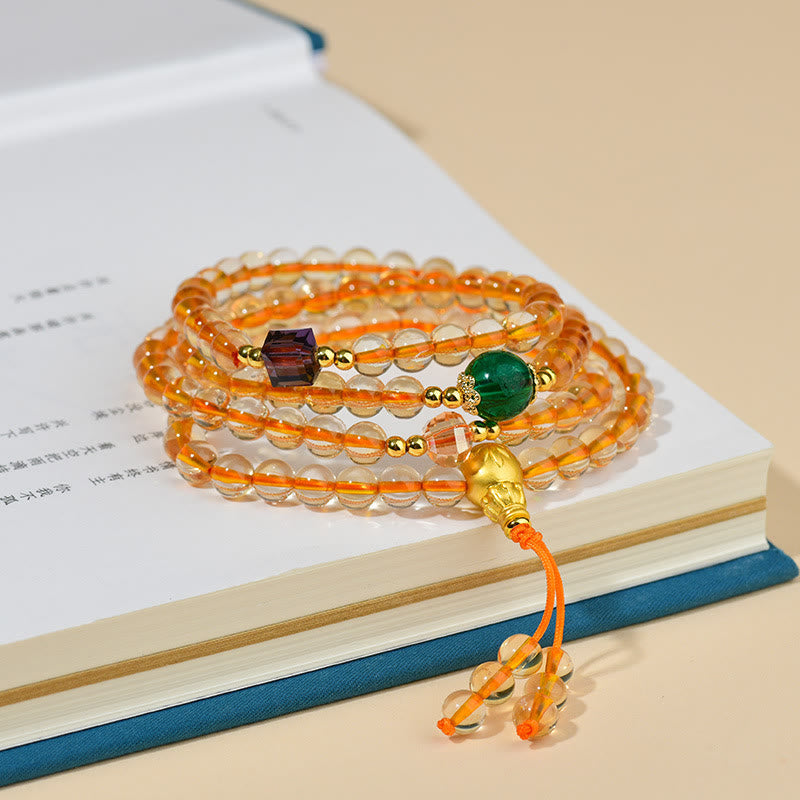 Nimara Ritual 108 Mala Beads Citrine Happiness Bracelet