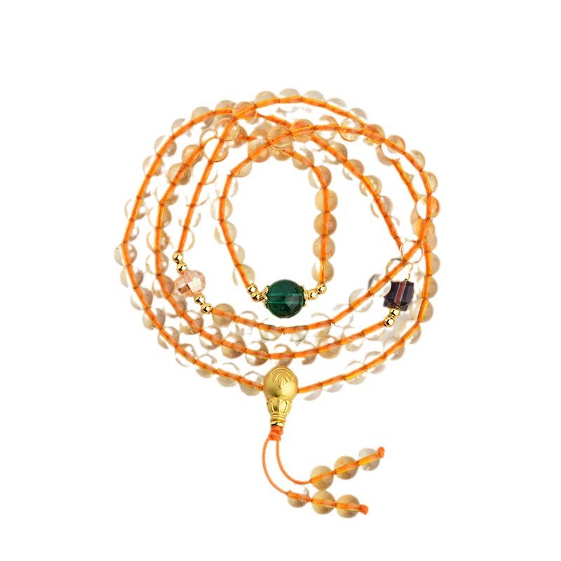 Nimara Ritual 108 Mala Beads Citrine Happiness Bracelet