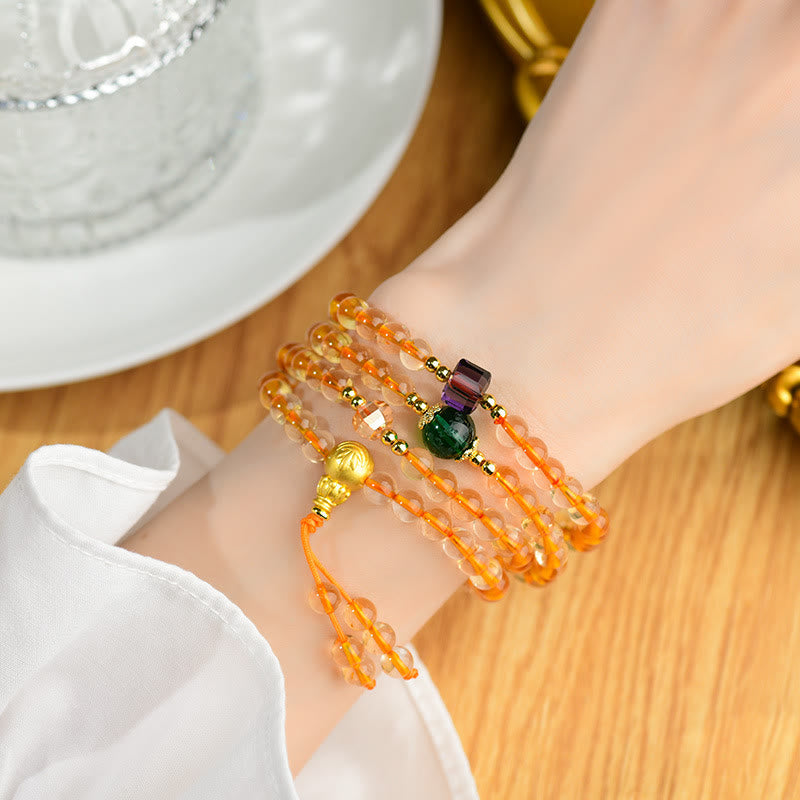 Nimara Ritual 108 Mala Beads Citrine Happiness Bracelet