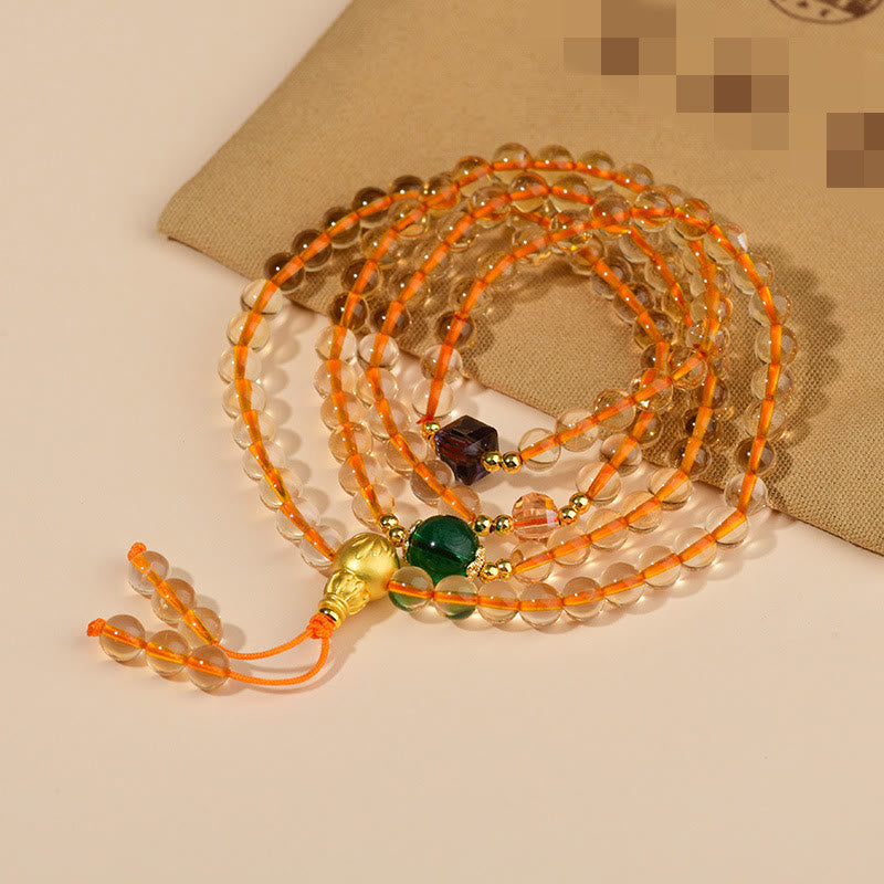 Nimara Ritual 108 Mala Beads Citrine Happiness Bracelet
