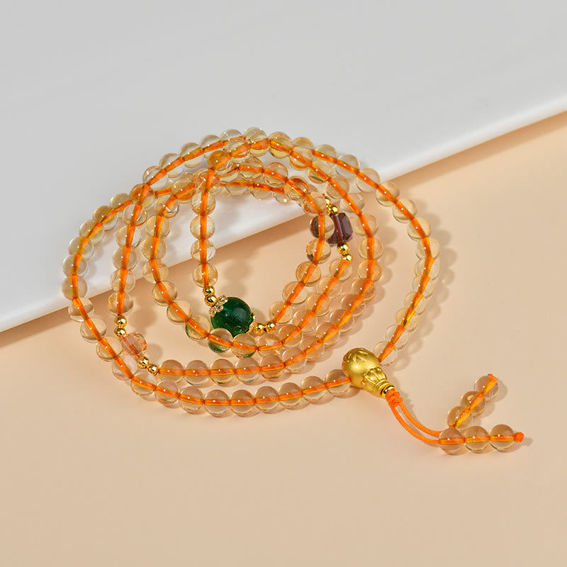 Nimara Ritual 108 Mala Beads Citrine Happiness Bracelet