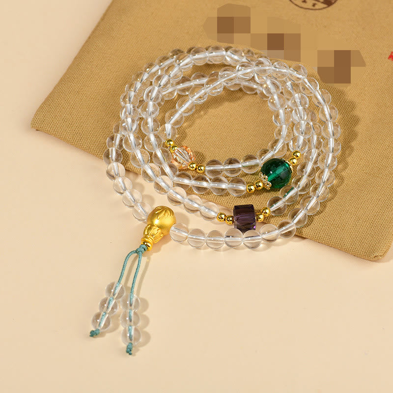 Nimara Ritual 108 Mala Beads White Crystal Clarity Bracelet