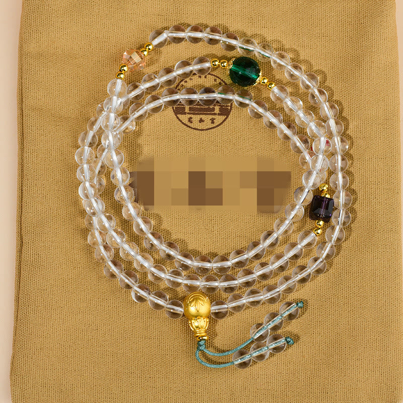 Nimara Ritual 108 Mala Beads White Crystal Clarity Bracelet