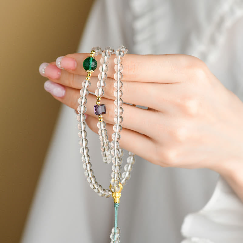 Nimara Ritual 108 Mala Beads White Crystal Clarity Bracelet