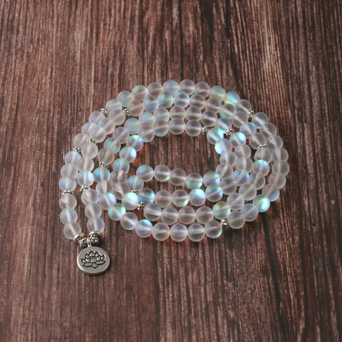 Nimara Ritual 108 Mala Beads Glitter Stone Lotus Enlightenment Bracelet