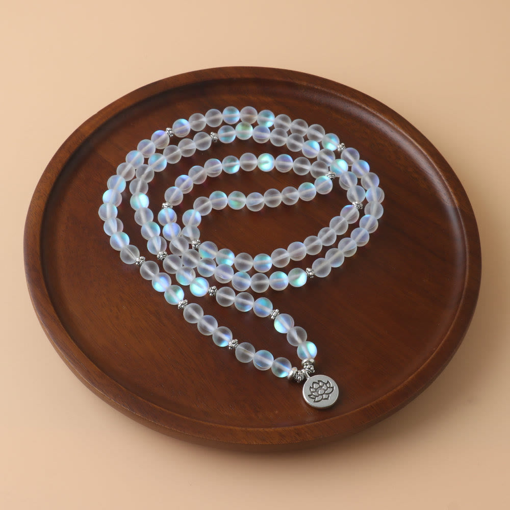 Nimara Ritual 108 Mala Beads Glitter Stone Lotus Enlightenment Bracelet